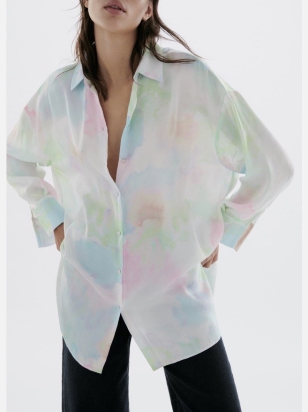 Zara Satin Tie Dye Blouse